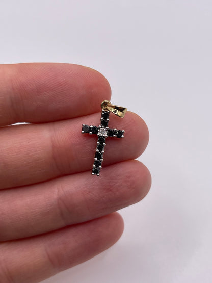 9ct gold diamond cross pendant