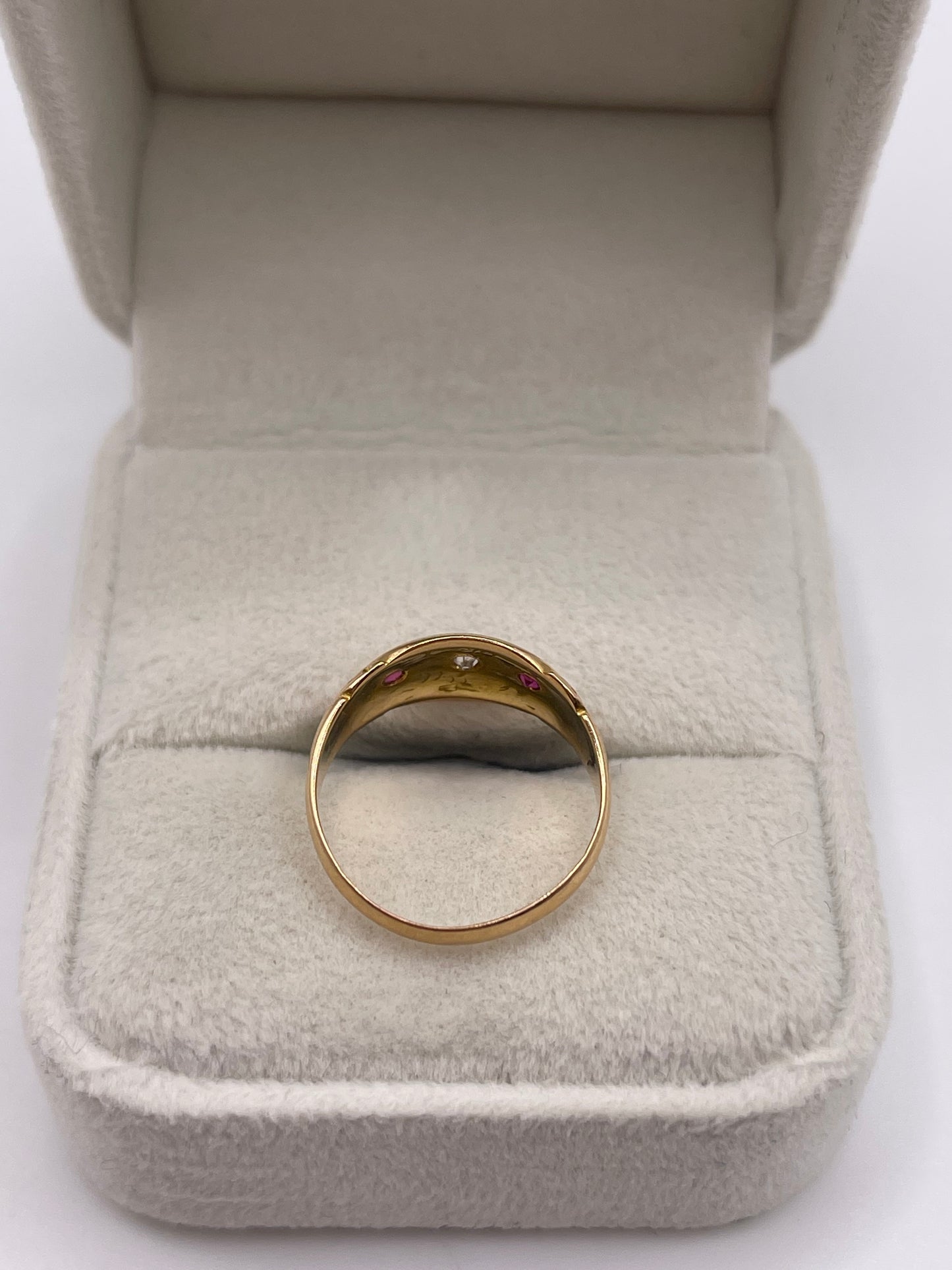 Antique 18ct gold ruby and diamond gypsy ring
