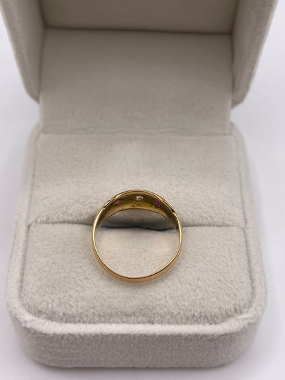Antique 18ct gold ruby and diamond gypsy ring