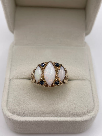 9ct gold opal and sapphire ring