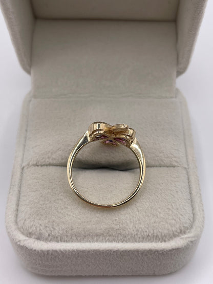 9ct gold amethyst clover ring