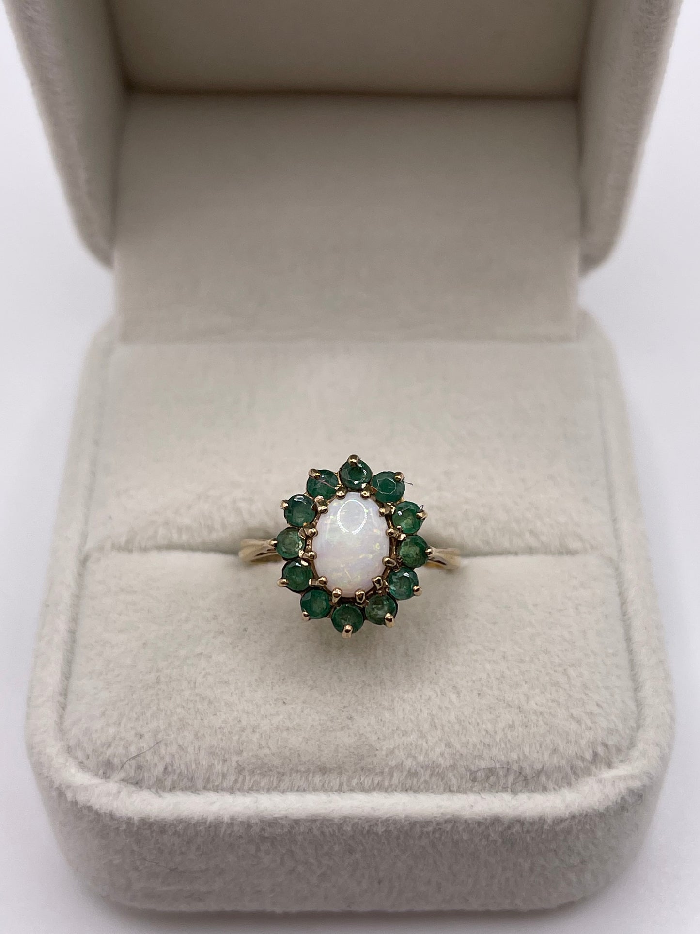 9ct gold opal and emerald ring