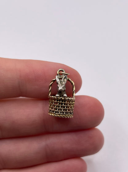 9ct gold rabbit in a basket charm