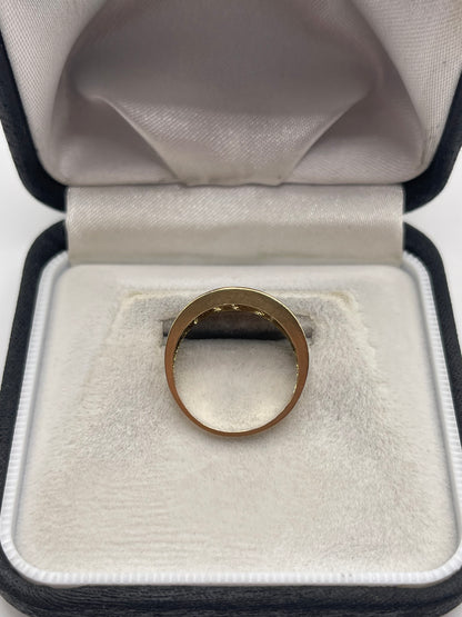 9ct gold diamond Greek key ring
