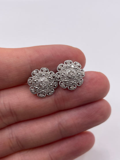 Silver diamond earrings