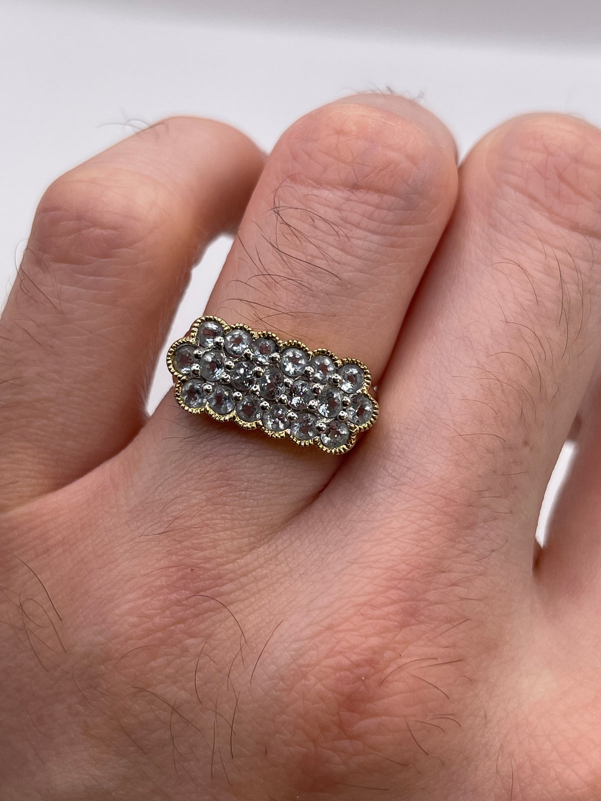 9ct gold aquamarine cluster ring