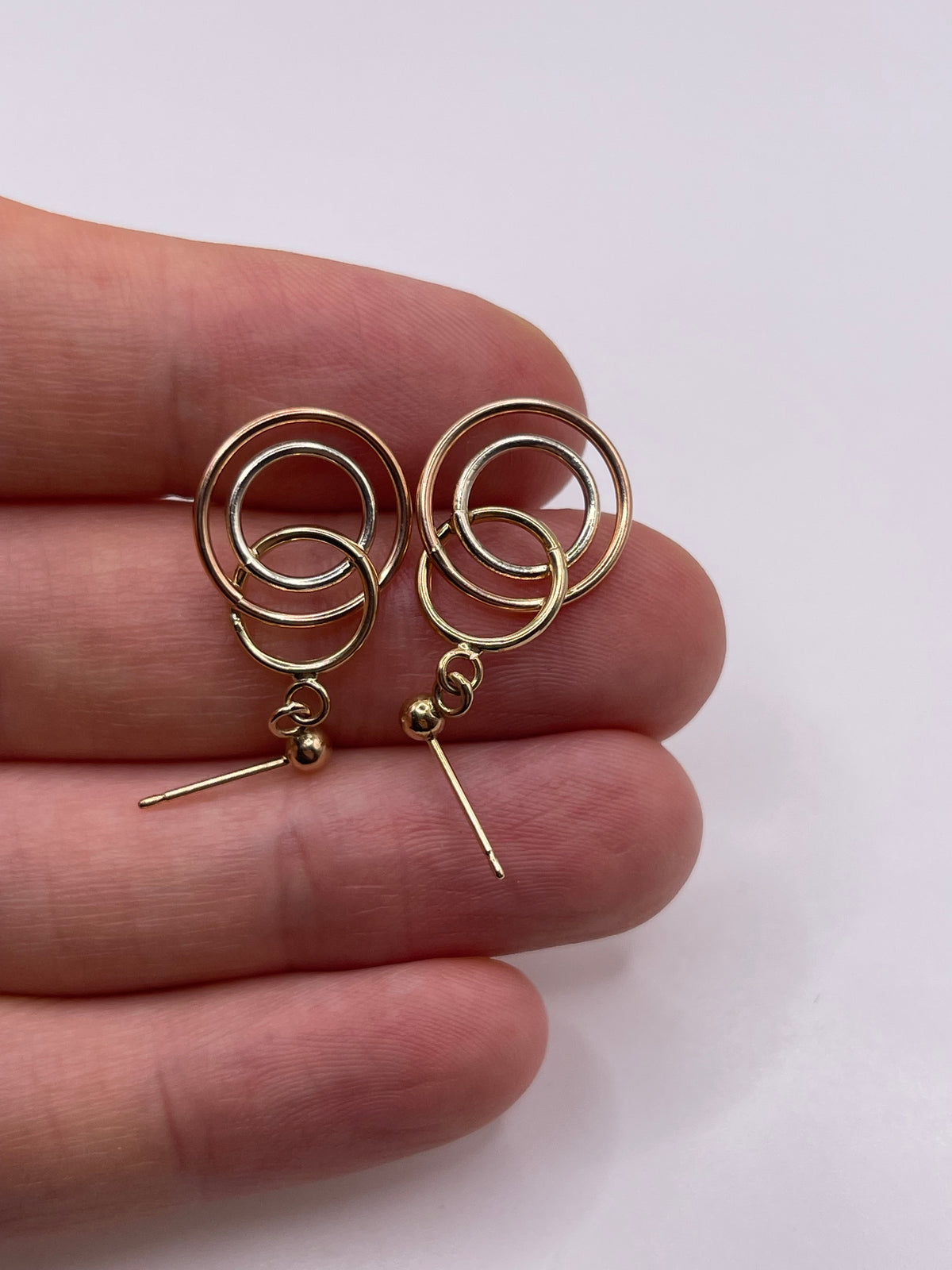 9ct tri gold earrings