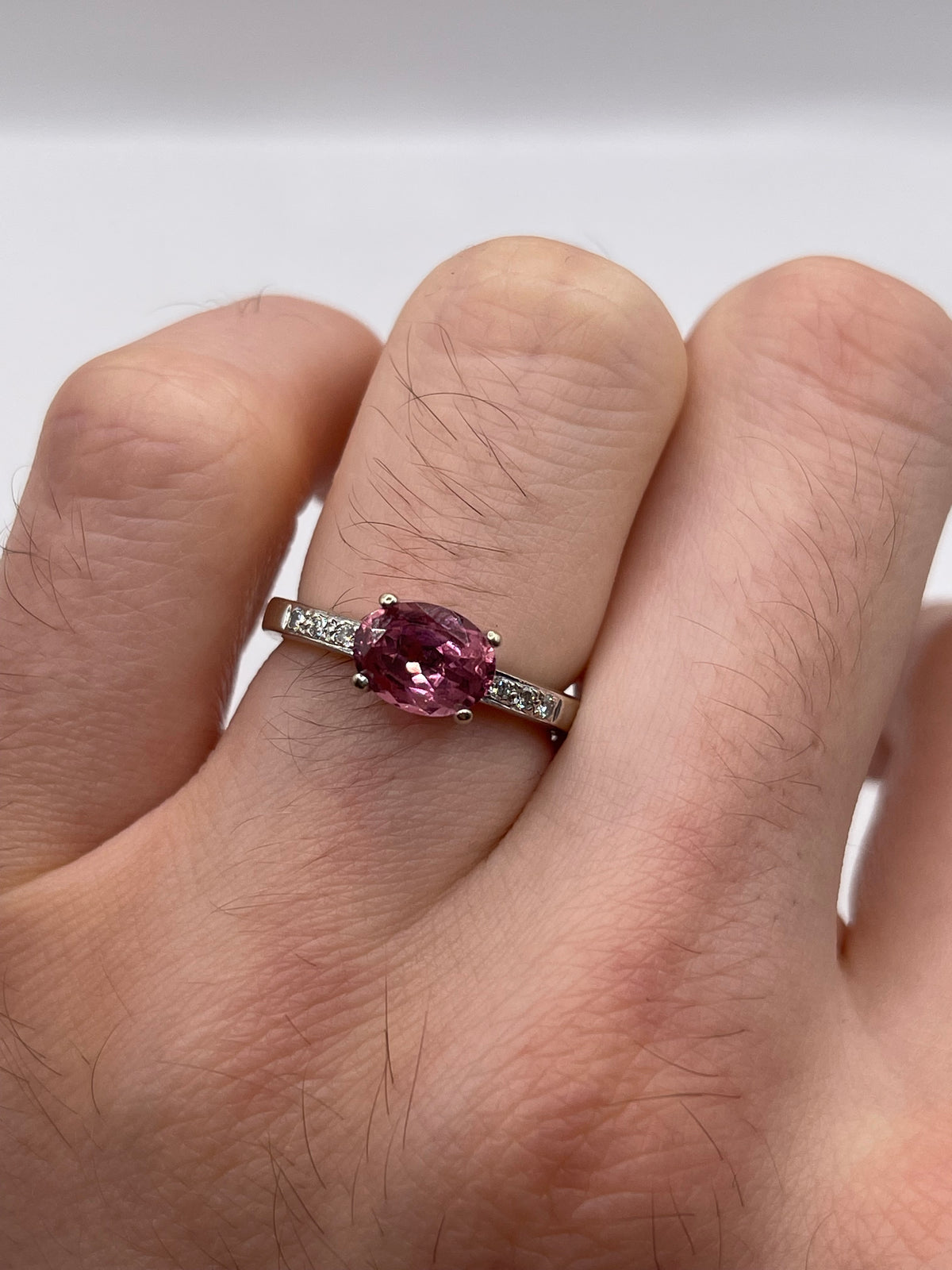 14ct white gold tourmaline and diamond ring