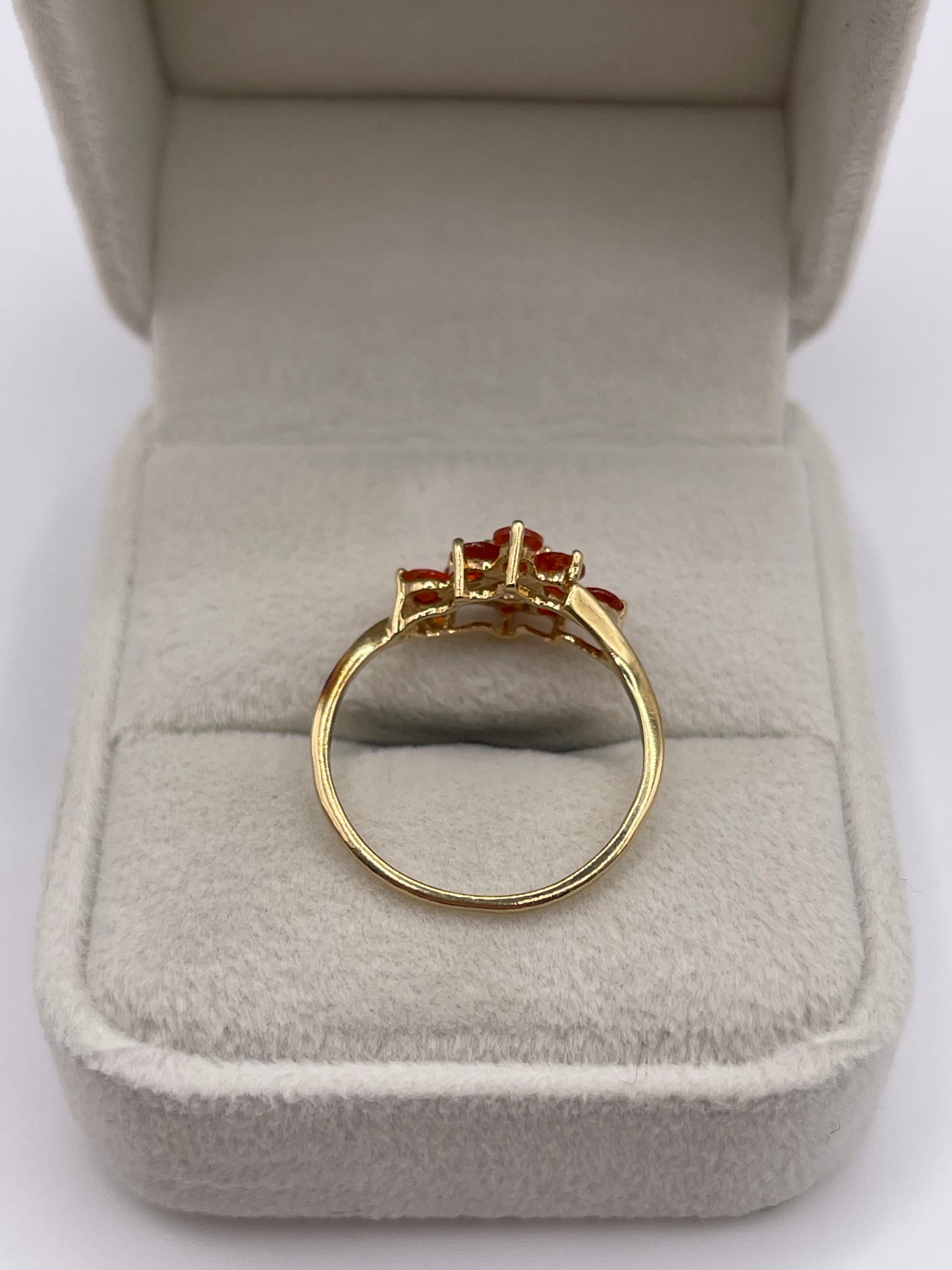 9ct gold fire opal cluster ring