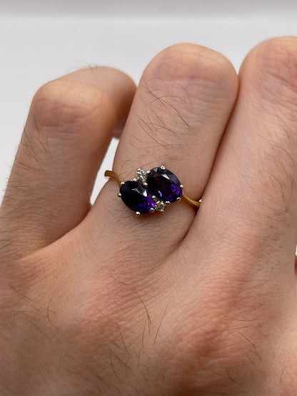 18ct gold amethyst and diamond ring