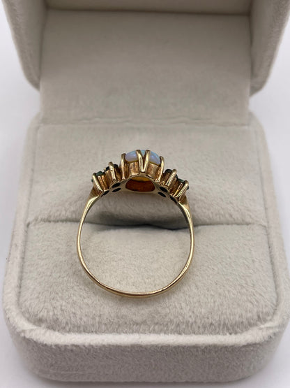9ct gold opal and emerald ring