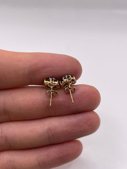 9ct gold sapphire and diamond earrings