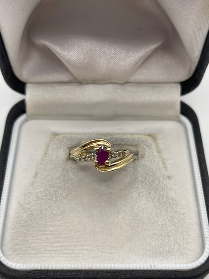 9ct gold ruby and diamond ring