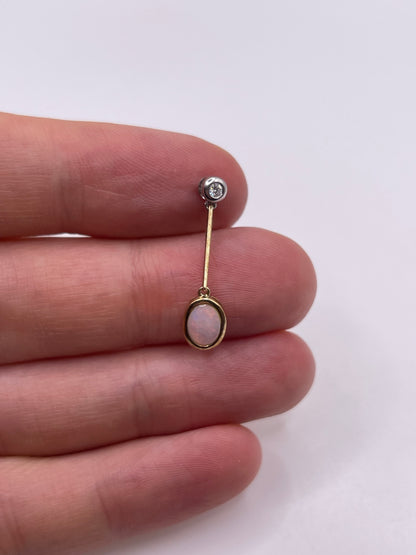 9ct gold opal and diamond pendant