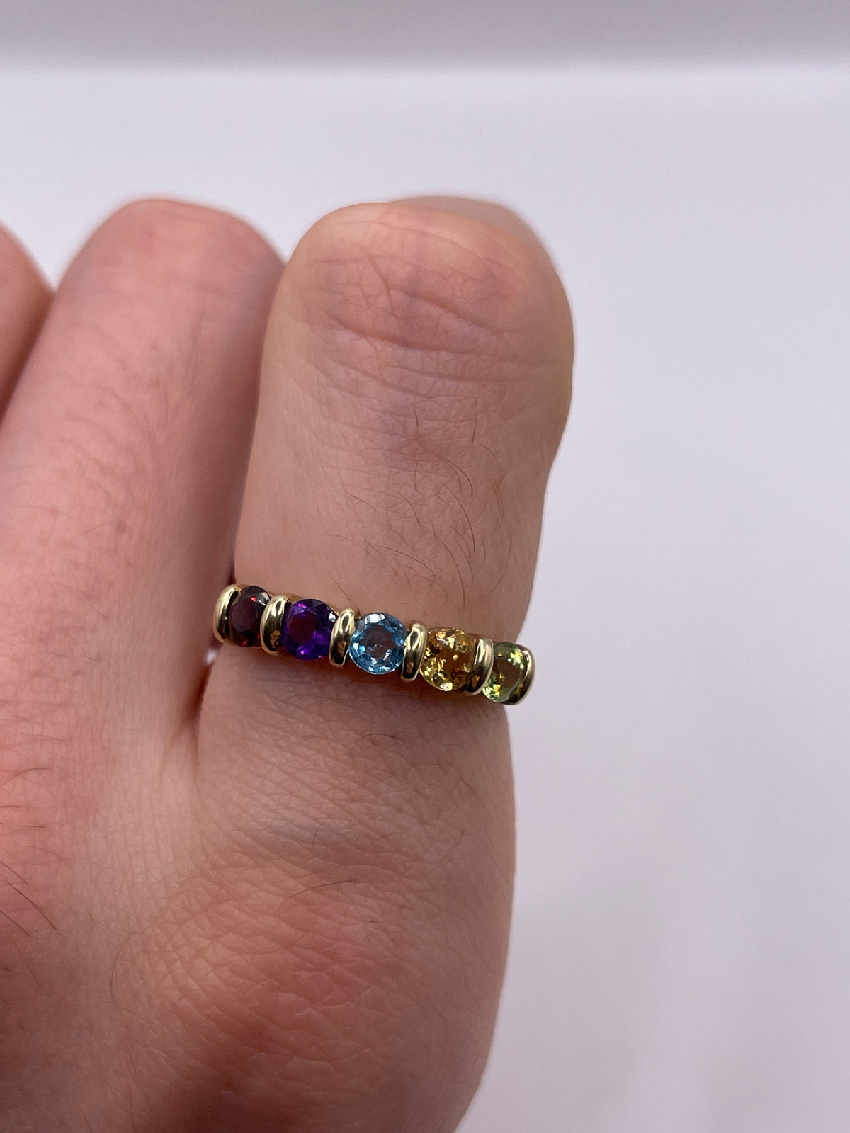 9ct gold multi gemstone ring