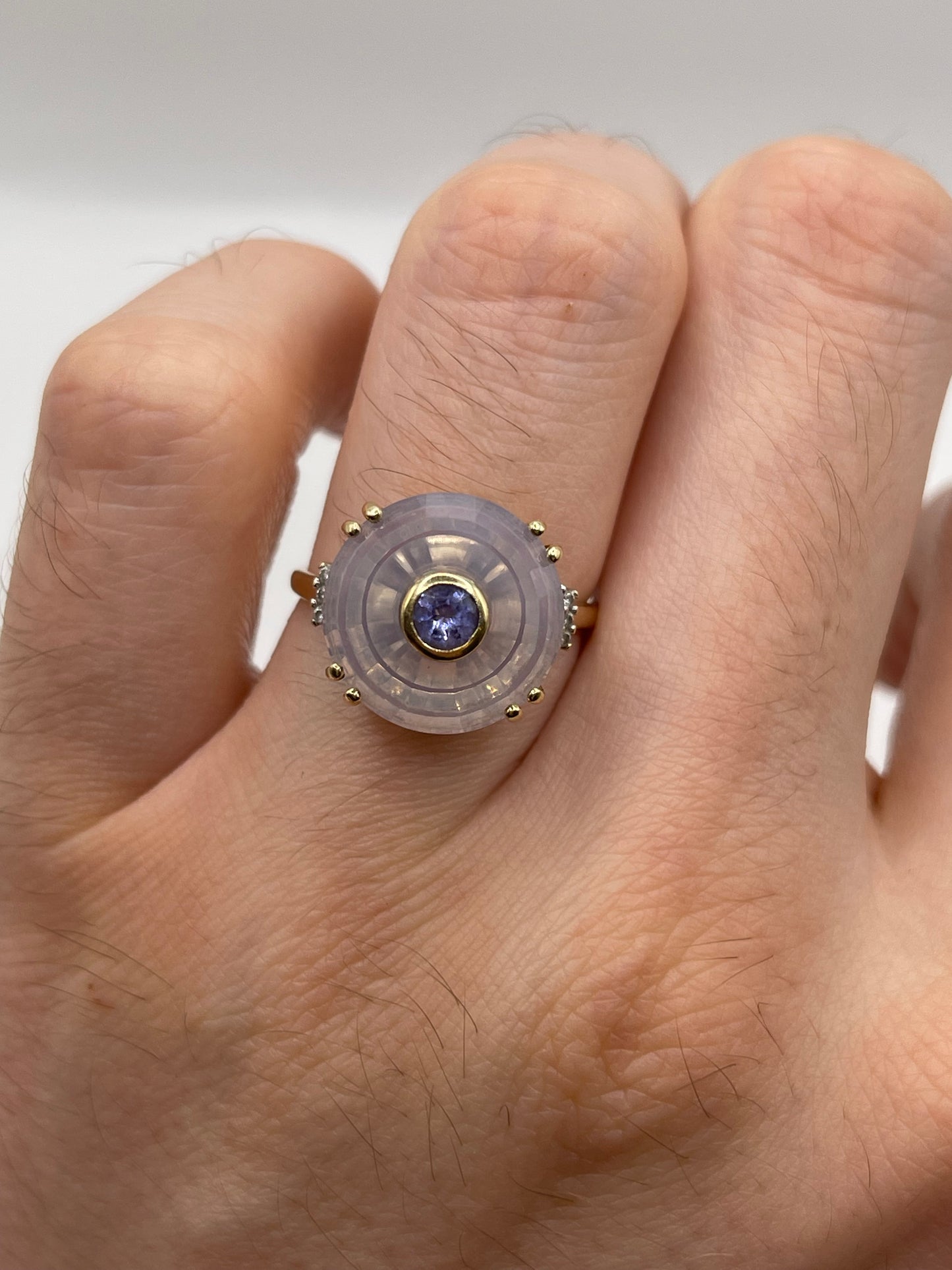 Glenn Lehrer 9ct gold quartz, tanzanite and diamond ring
