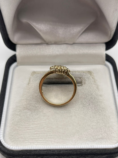 9ct gold quartz and diamond ring
