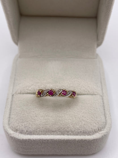 9ct gold ruby and diamond ring
