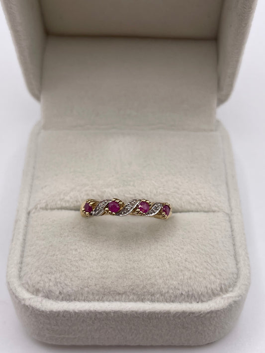 9ct gold ruby and diamond ring