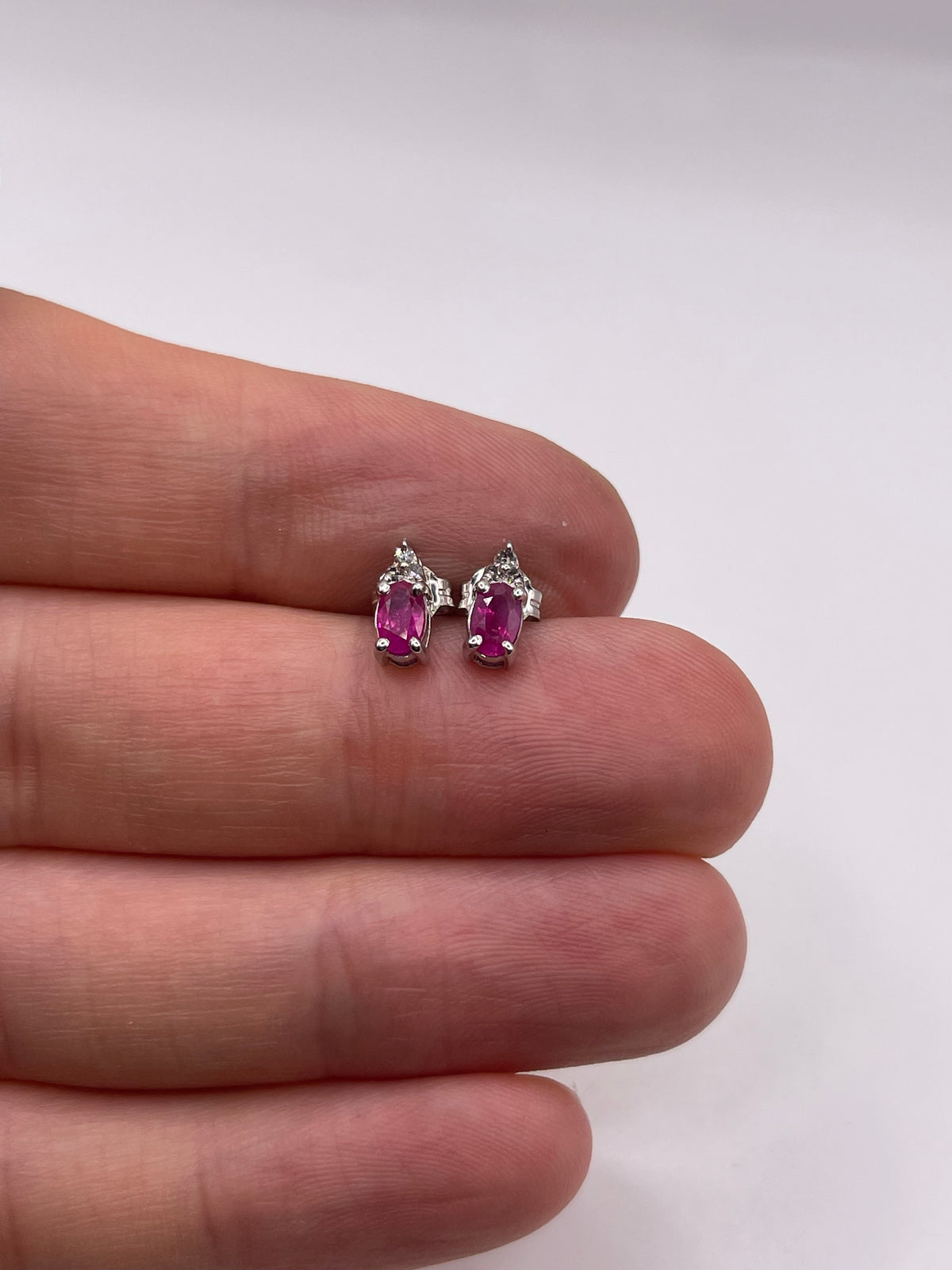 9ct white gold ruby and diamond earrings