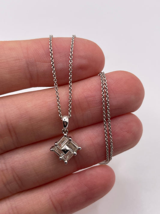18ct white gold 52 point diamond necklace