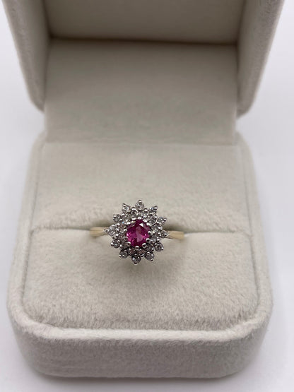9ct gold ruby and diamond ring