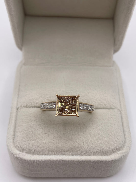 9ct gold diamond cluster ring