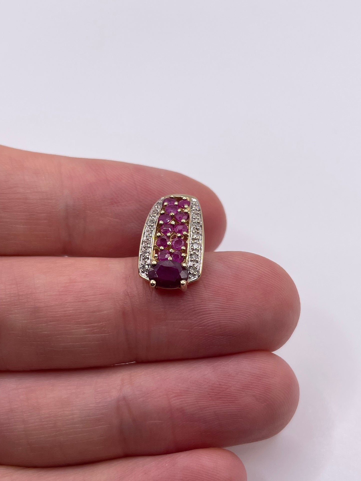 9ct gold ruby and diamond pendant