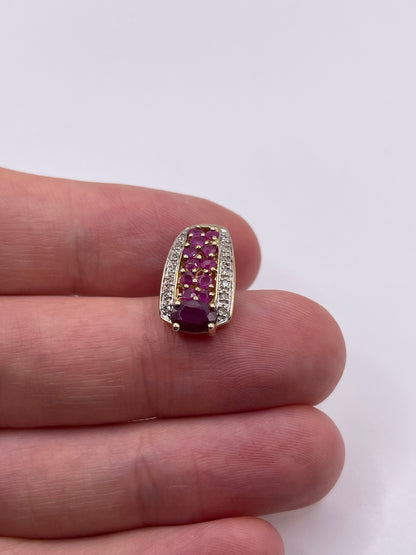 9ct gold ruby and diamond pendant