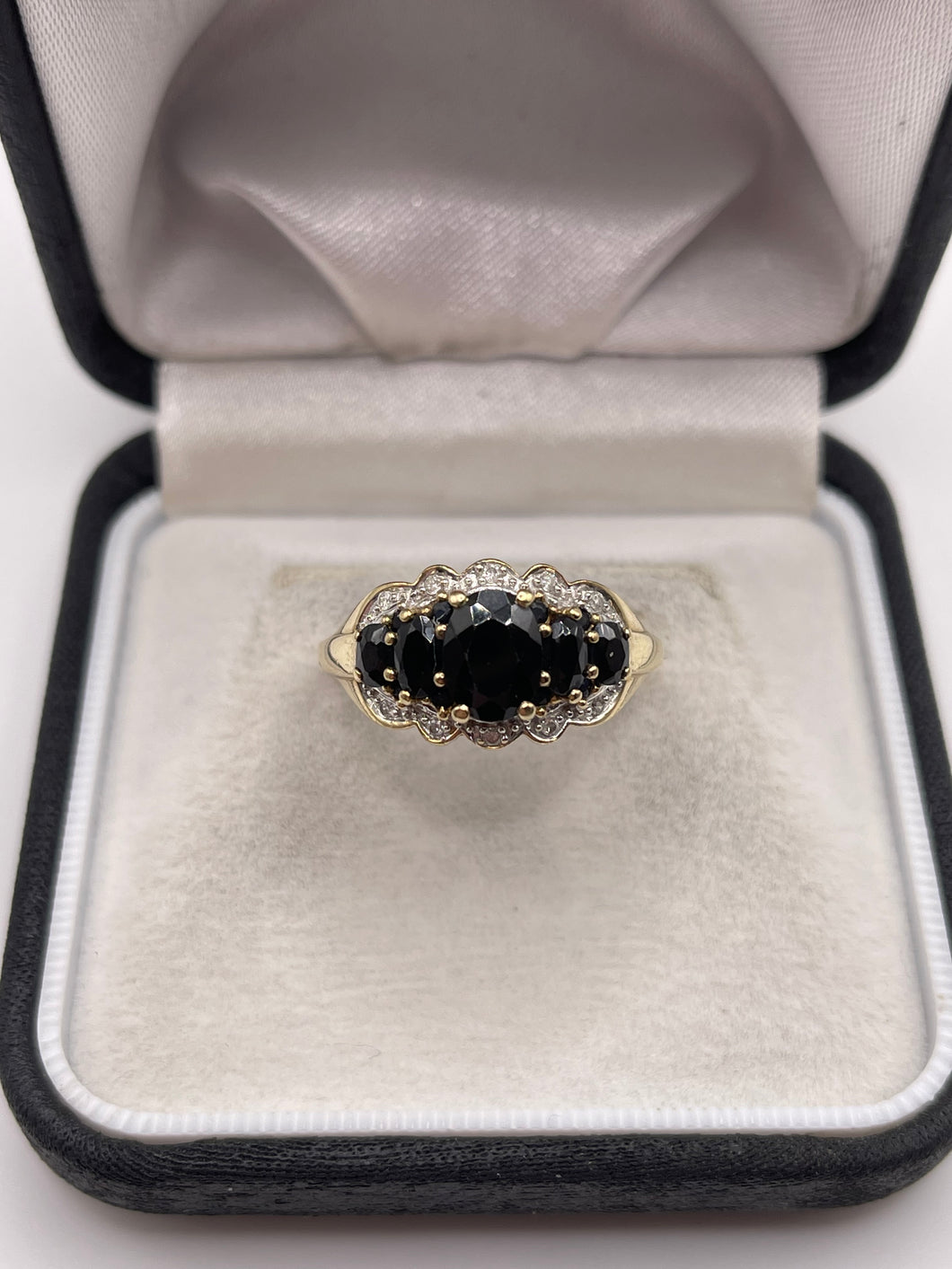 9ct gold sapphire and diamond ring