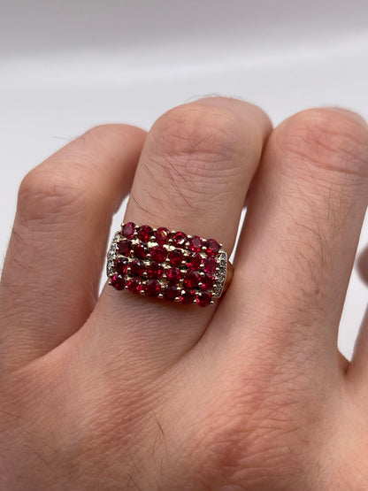 9ct gold spinel and diamond ring