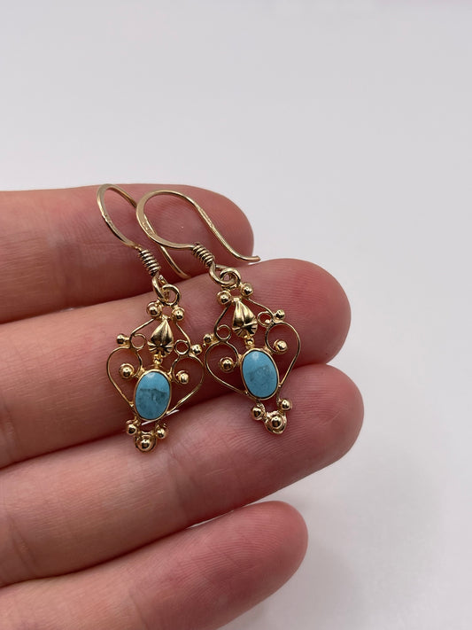 9ct gold turquoise earrings