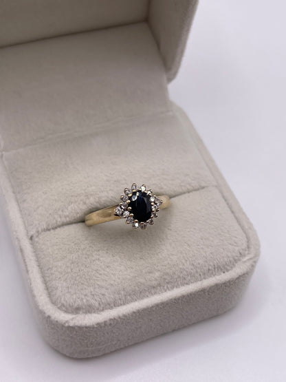 9ct gold sapphire and diamond ring