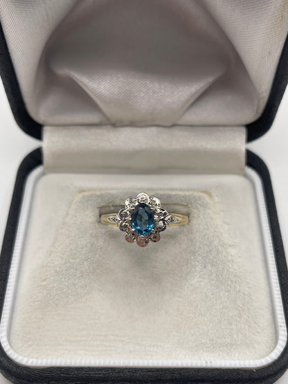 9ct gold topaz and diamond ring