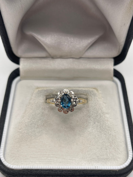 9ct gold topaz and diamond ring