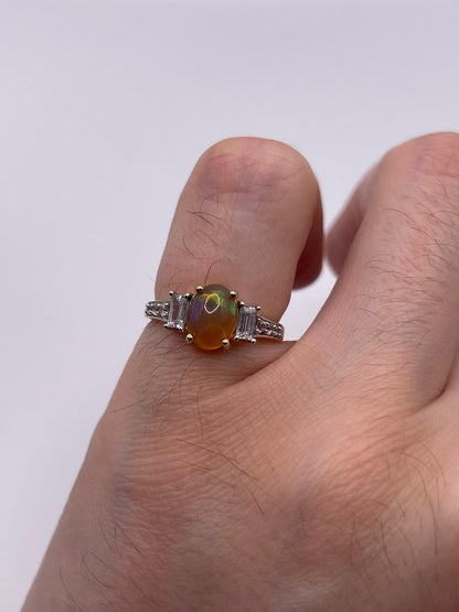 9ct gold opal and zircon ring