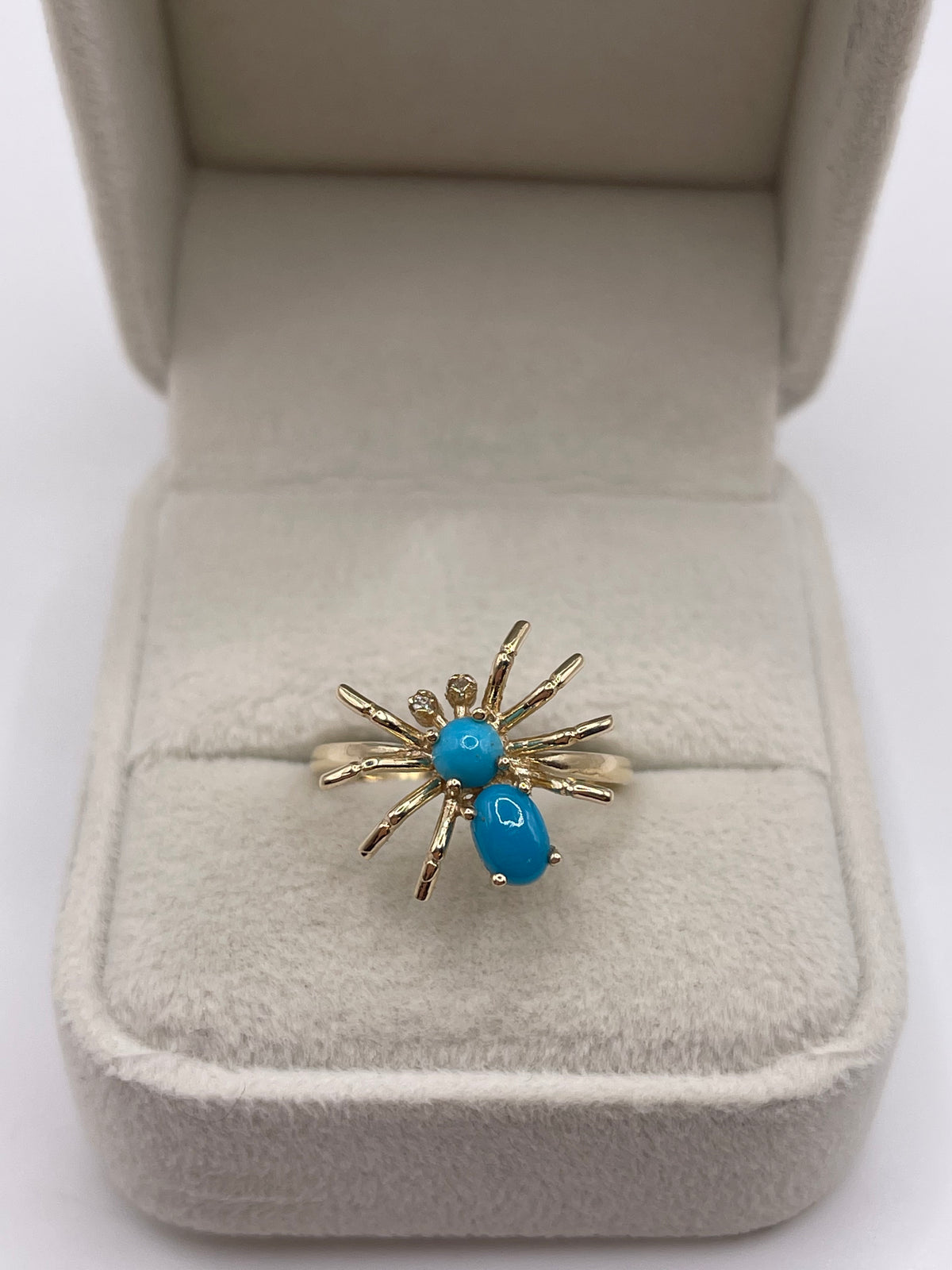 9ct gold turquoise and diamond spider ring