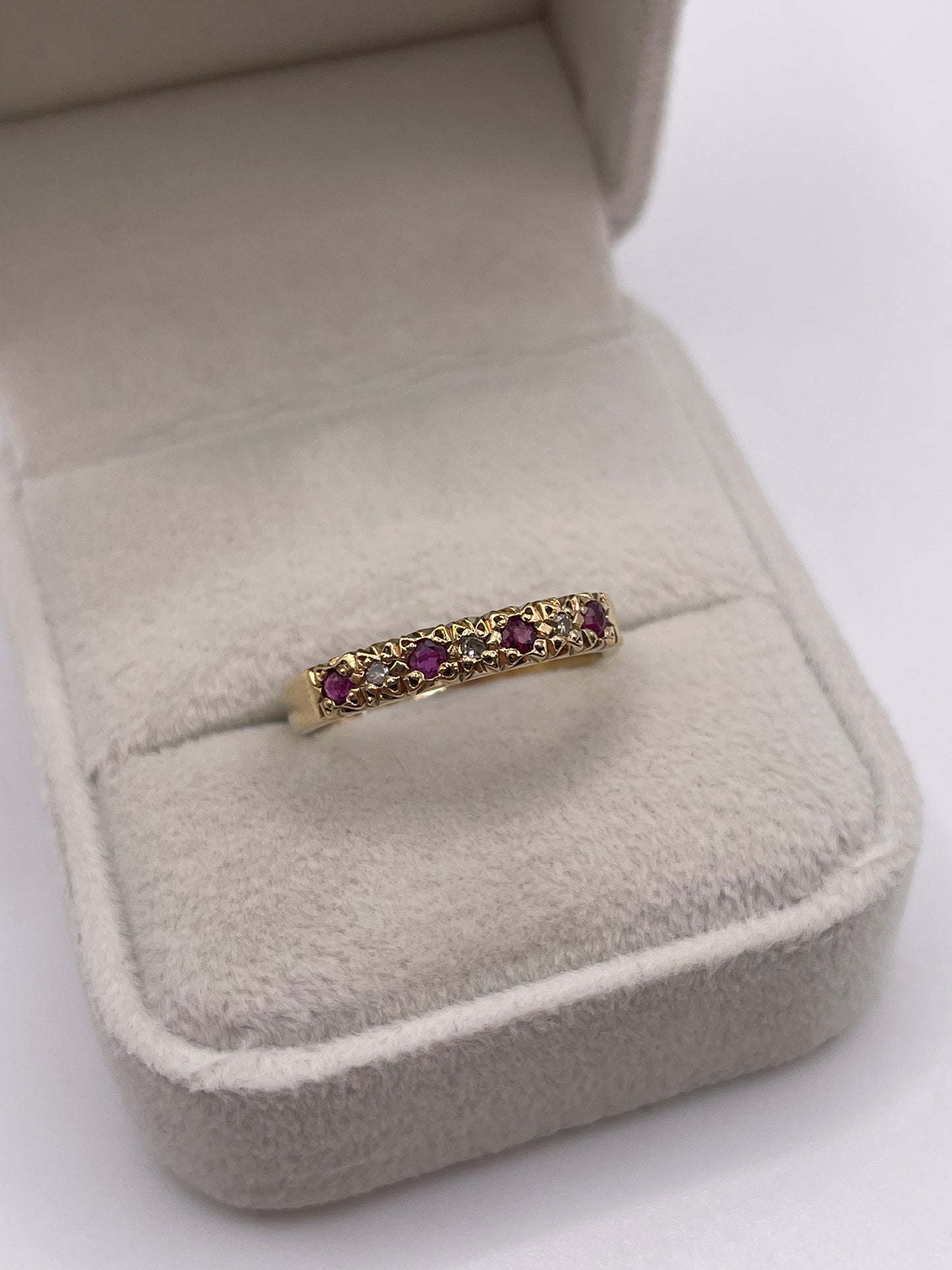 9ct gold ruby and diamond ring
