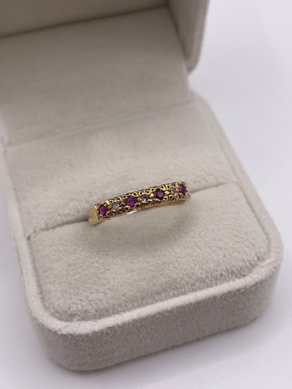 9ct gold ruby and diamond ring