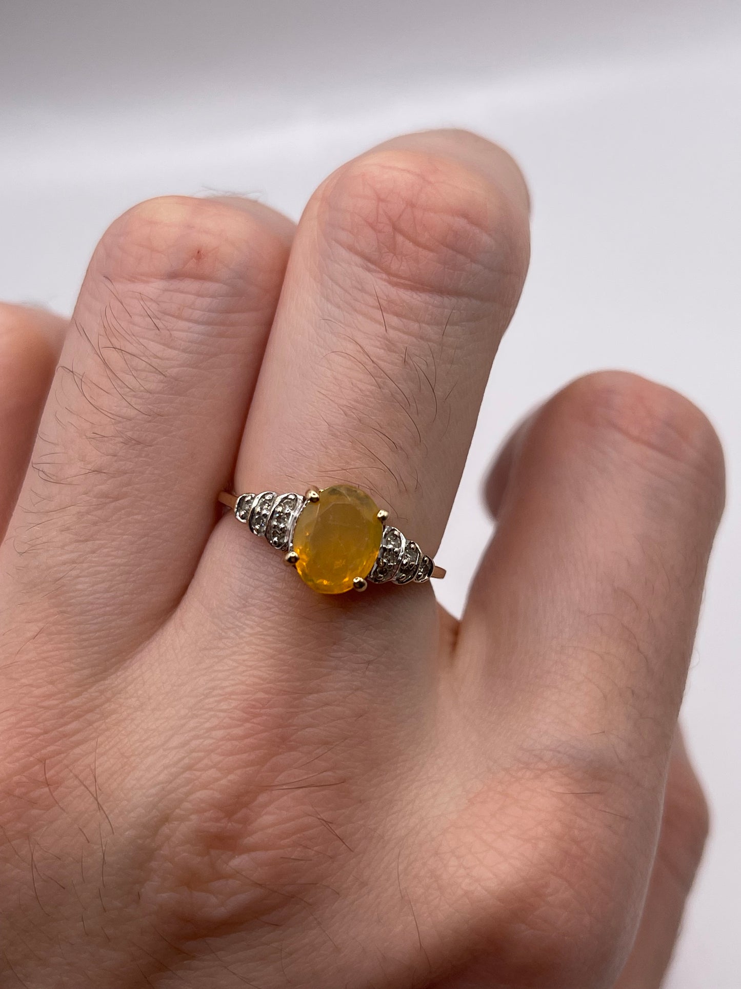 9ct gold opal and diamond ring
