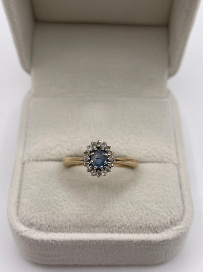 9ct gold sapphire and diamond ring