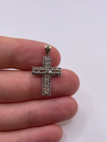 9ct gold diamond cross pendant