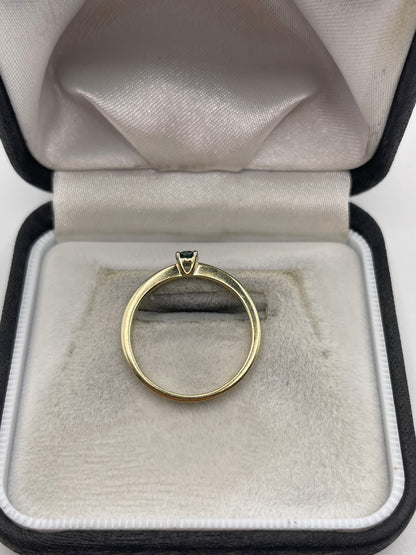 9ct gold blue diamond ring