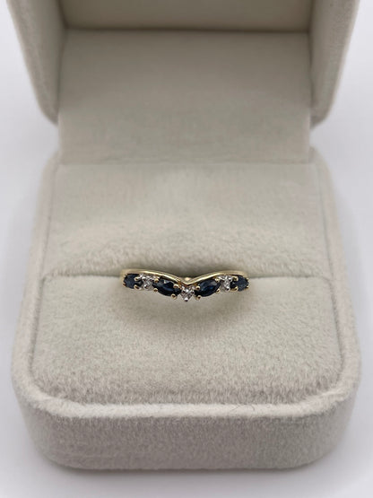 9ct gold sapphire and diamond wishbone ring