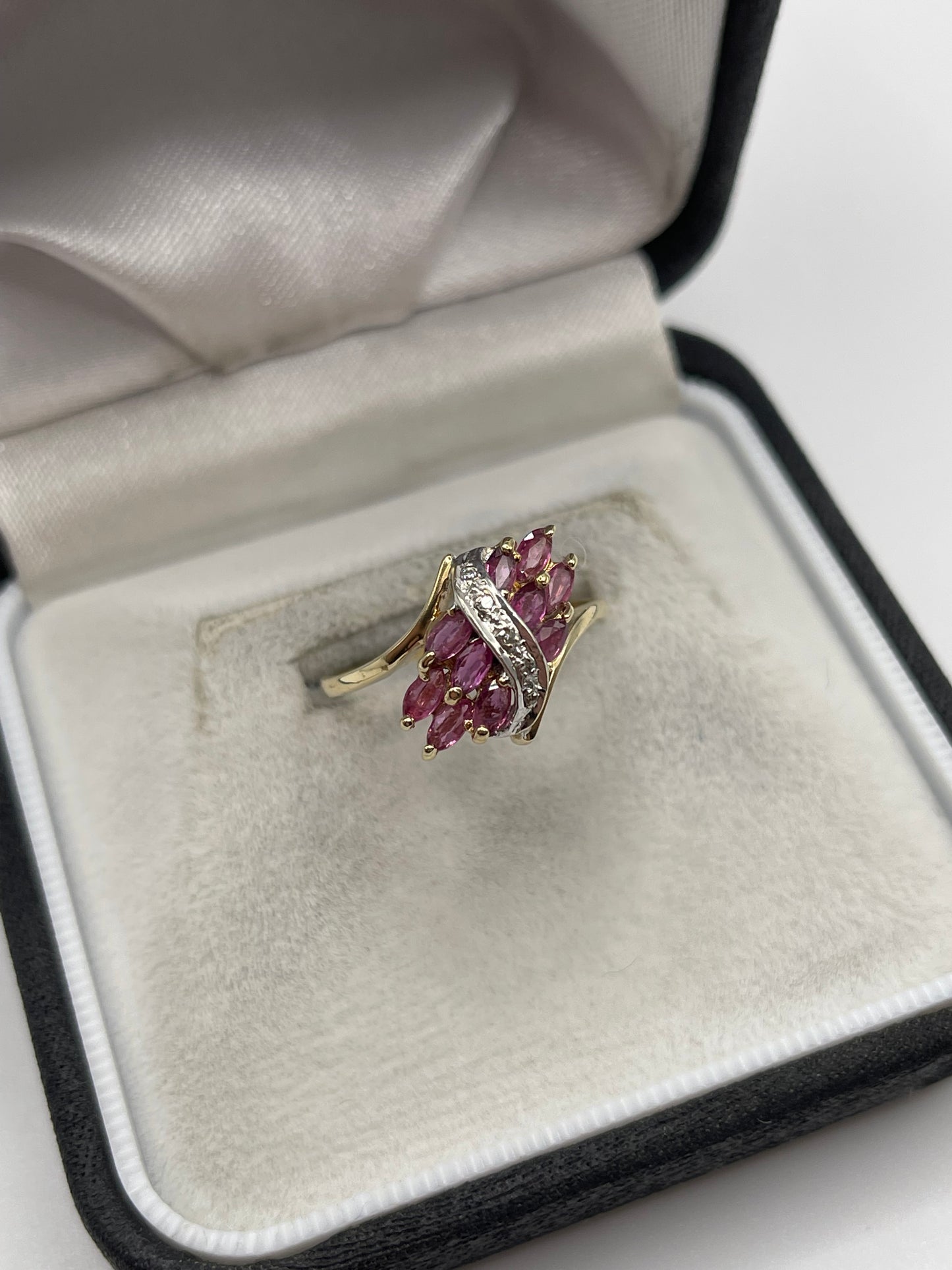 9ct gold ruby and diamond ring