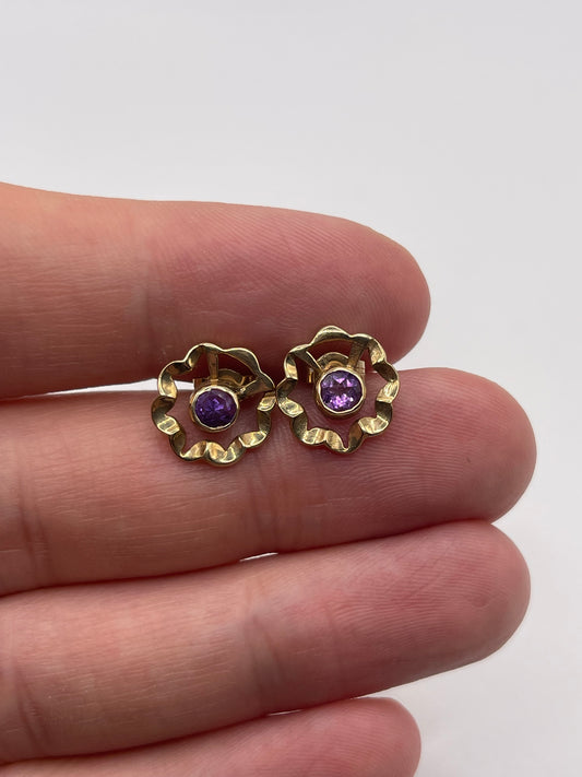 9ct gold amethyst earrings