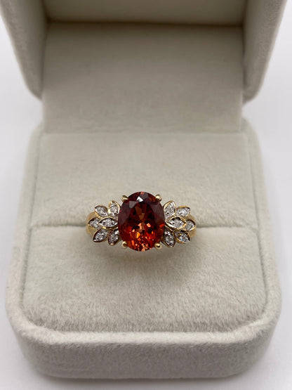 9ct gold citrine and diamond ring