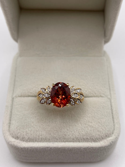 9ct gold citrine and diamond ring