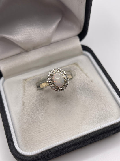 9ct gold opal and diamond ring