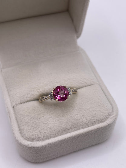 9ct gold pink topaz and diamond ring